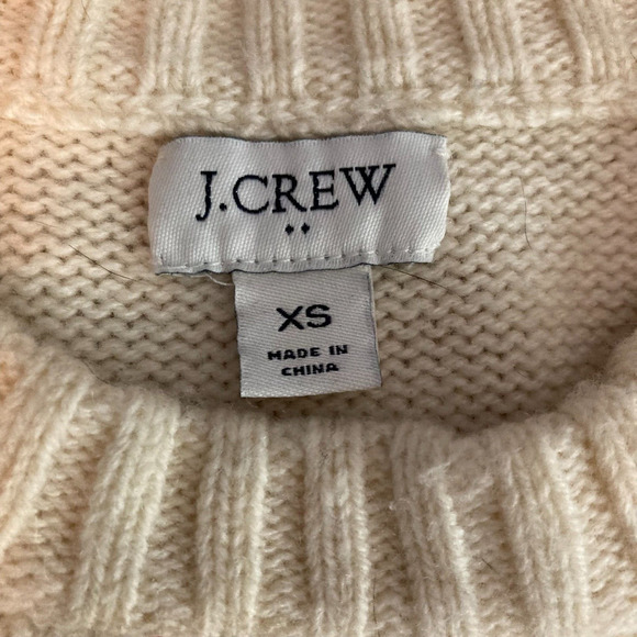 J. Crew Sweater Womens‎ Sz XS Ivory Lambs Wool Cable Knit Fisherman Pullover - Picture 4 of 8